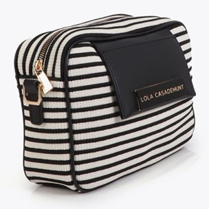 Tessuto a righe incrociate abbinato ad effetto pelle