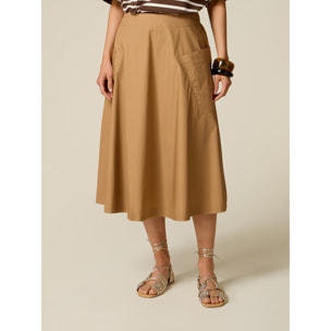 Oltre - Falda acampanada en popelín - Beige