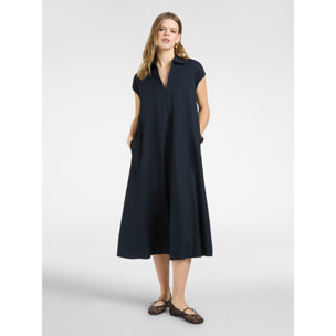 Elena Mirò - Vestido evasé con cuello - Azul