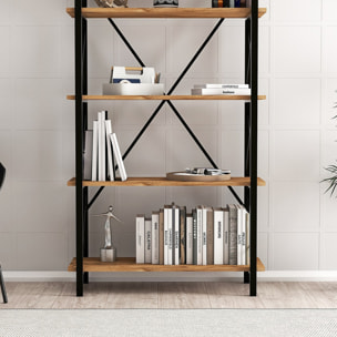 MILI - Bibliothèque design en métal - 5 étagères - bois et noir