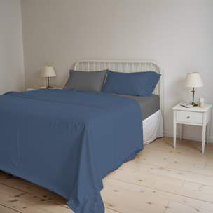 COMPLETO LETTO NATURAL COLOR, 100% Cotone, Made in Italy - AVIO/FUMO