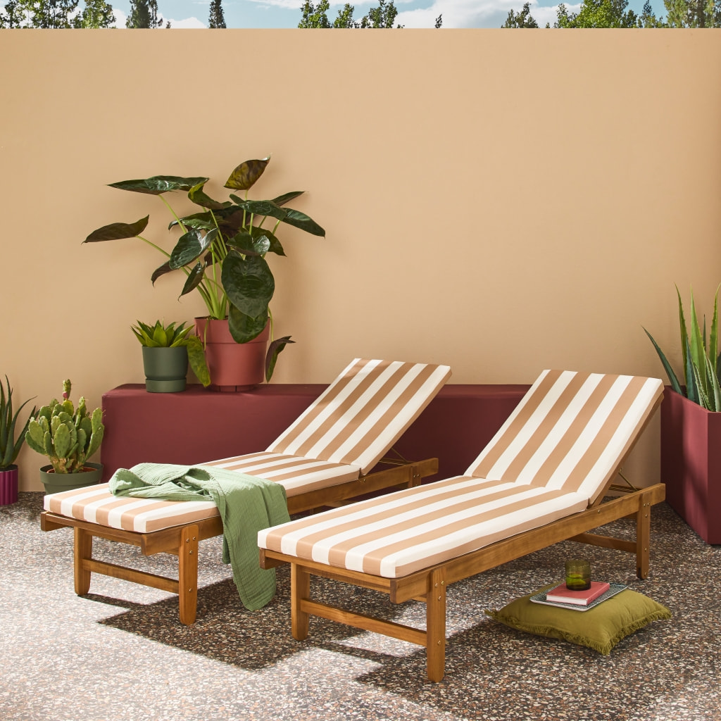 Bain de soleil bois d'acacia multi positions avec roulettes (lot de 2) AREQUIPA