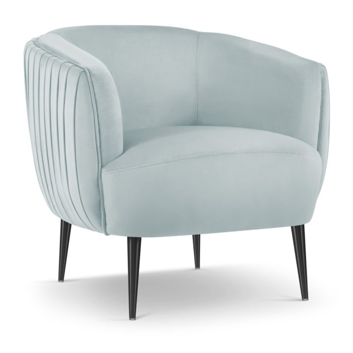 Fauteuil "Cyrille" en velours bleu satiné