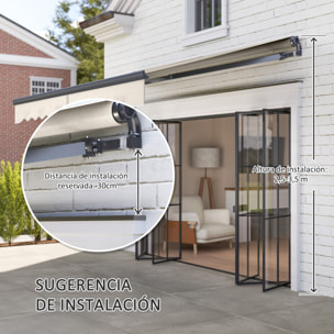 Toldo Eléctrico Retráctil y Manual con Mando a Distancia 3x2,5 m Toldo de Exterior Terraza Enrollable con Manivela Marco de Aluminio y Protección UV30+ para Jardín Puerta Ventana Crema
