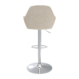 Lot de 2 chaises de bar effet laine bouclette blanc cassé 63/83 cm - Adam