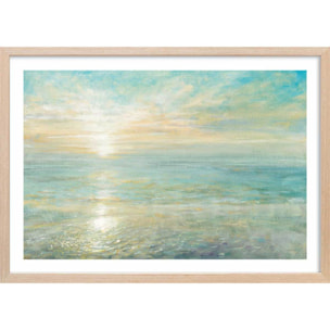 Affiche Soleil sur l'azur Affiche + cadre en bois - Chêne