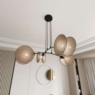 Lampada a sospensione MOTIF in acciaio nero e tessuto beige