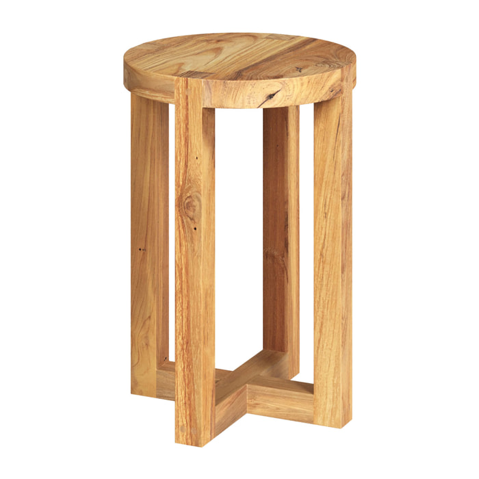 Tabouret rond Noé en bois de teck recyclé H45,5 cm