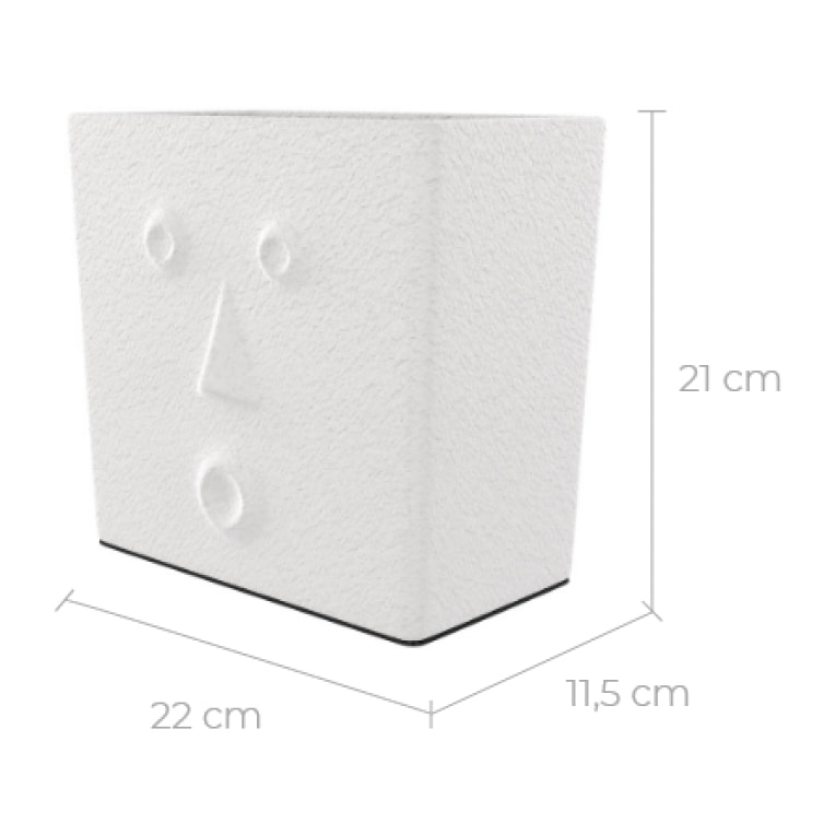 Cache-pot blanc en terre cuite H21 cm - Baho