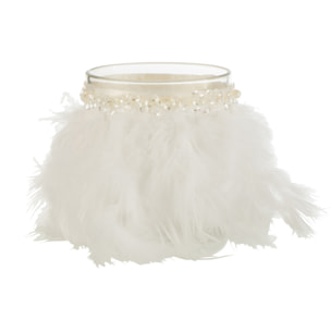 J-Line photophore Plumes - verre - blanc/transparant - medium - 2 pièces