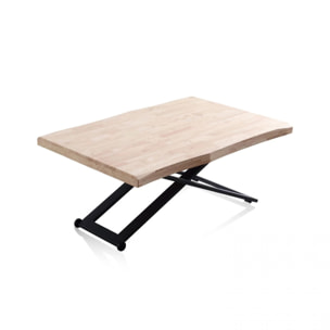 Mesa de centro elevable con patas metálicas en negro y roble 120x49-76 cm Lada Fit Negro - Roble