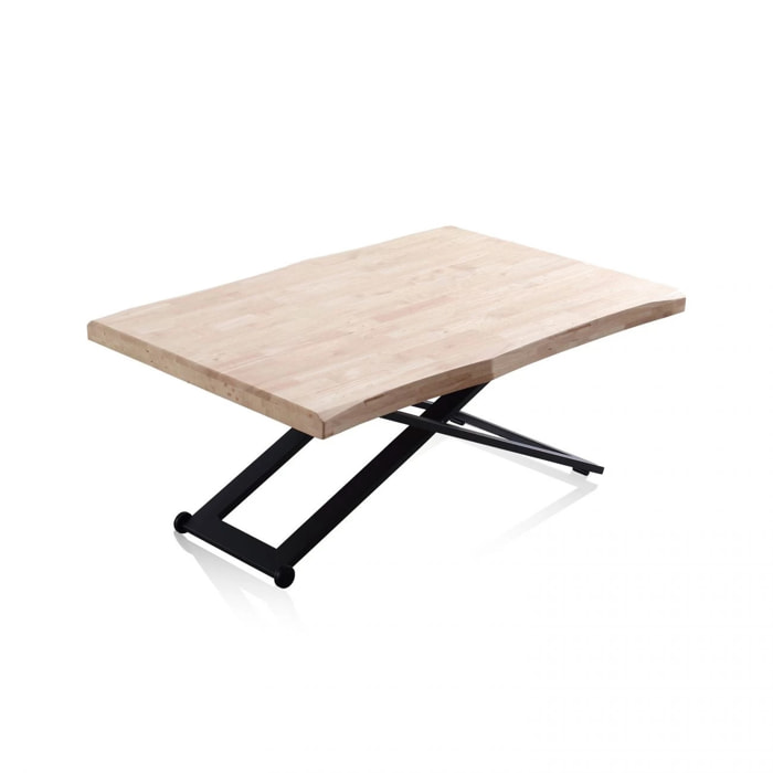 Mesa de centro elevable con patas metálicas en negro y roble 120x49-76 cm Lada Fit Negro - Roble