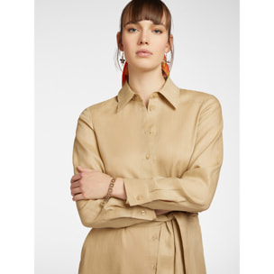 Elena Mirò - Vestido de lino con bordado en el bajo - Beige