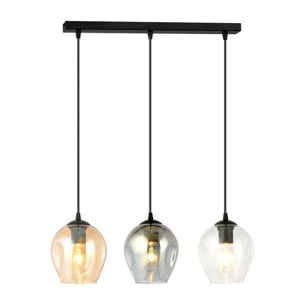 Lampada a sospensione ISTAR in acciaio nero e vetro mix