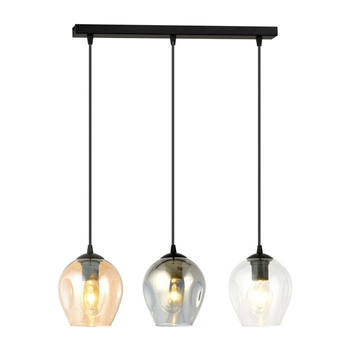 Lampada a sospensione ISTAR in acciaio nero e vetro mix
