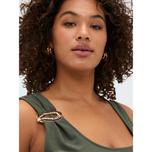 Fiorella Rubino - Top de jersey con aplicación joya - Verde militare