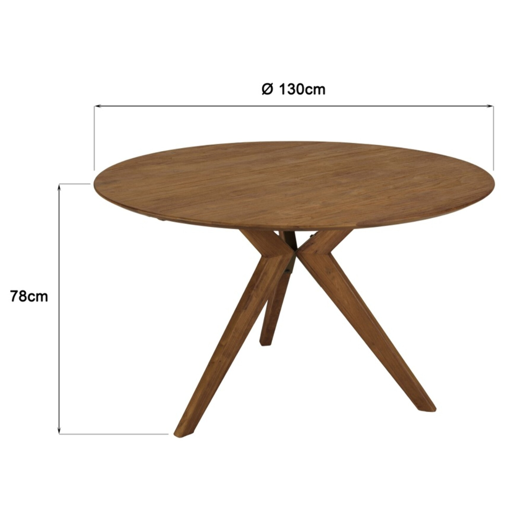 SIXTINE - Table à manger ronde en bois de teck recyclé D130cm