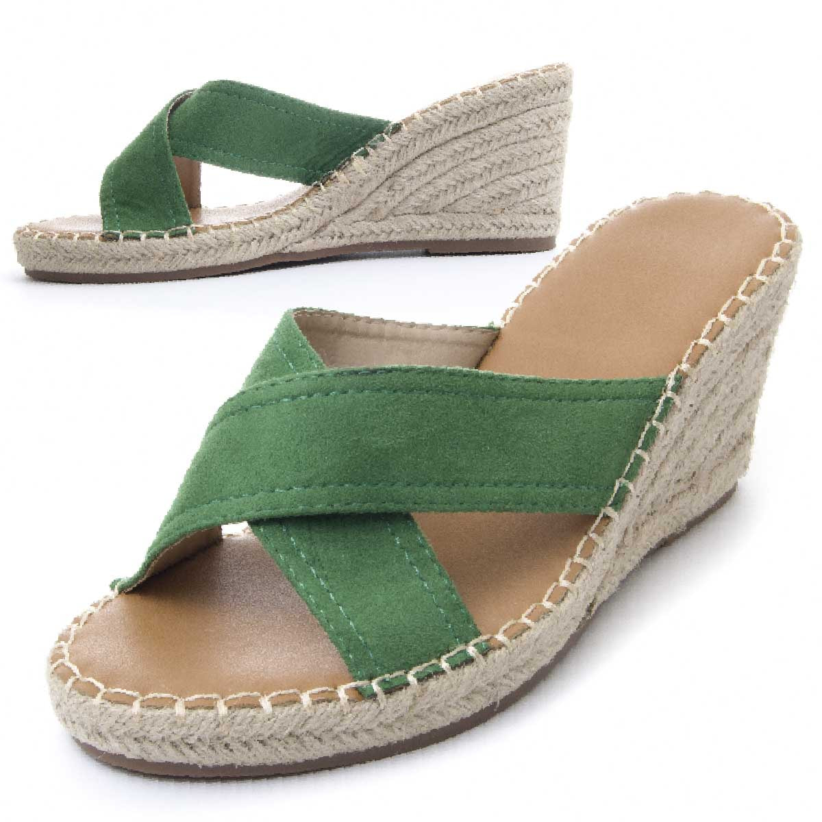 Sandalias de Cuña - Verde - Altura: 7 cm