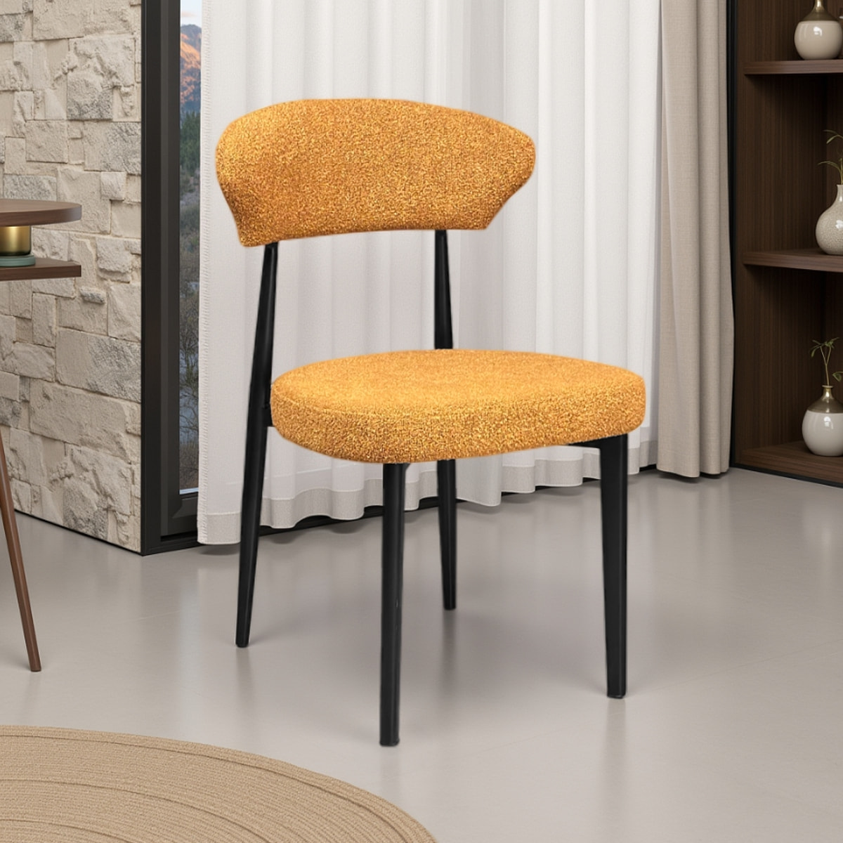 Lot de 2 chaises de salle à manger Tomasucci MELANIA, en tissu, jaune moutarde, 57 × 48 × 81 cm
