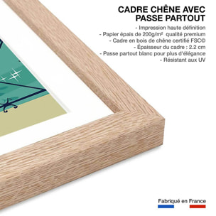 Affiche Le pont des amours Affiche + cadre en bois - Chêne