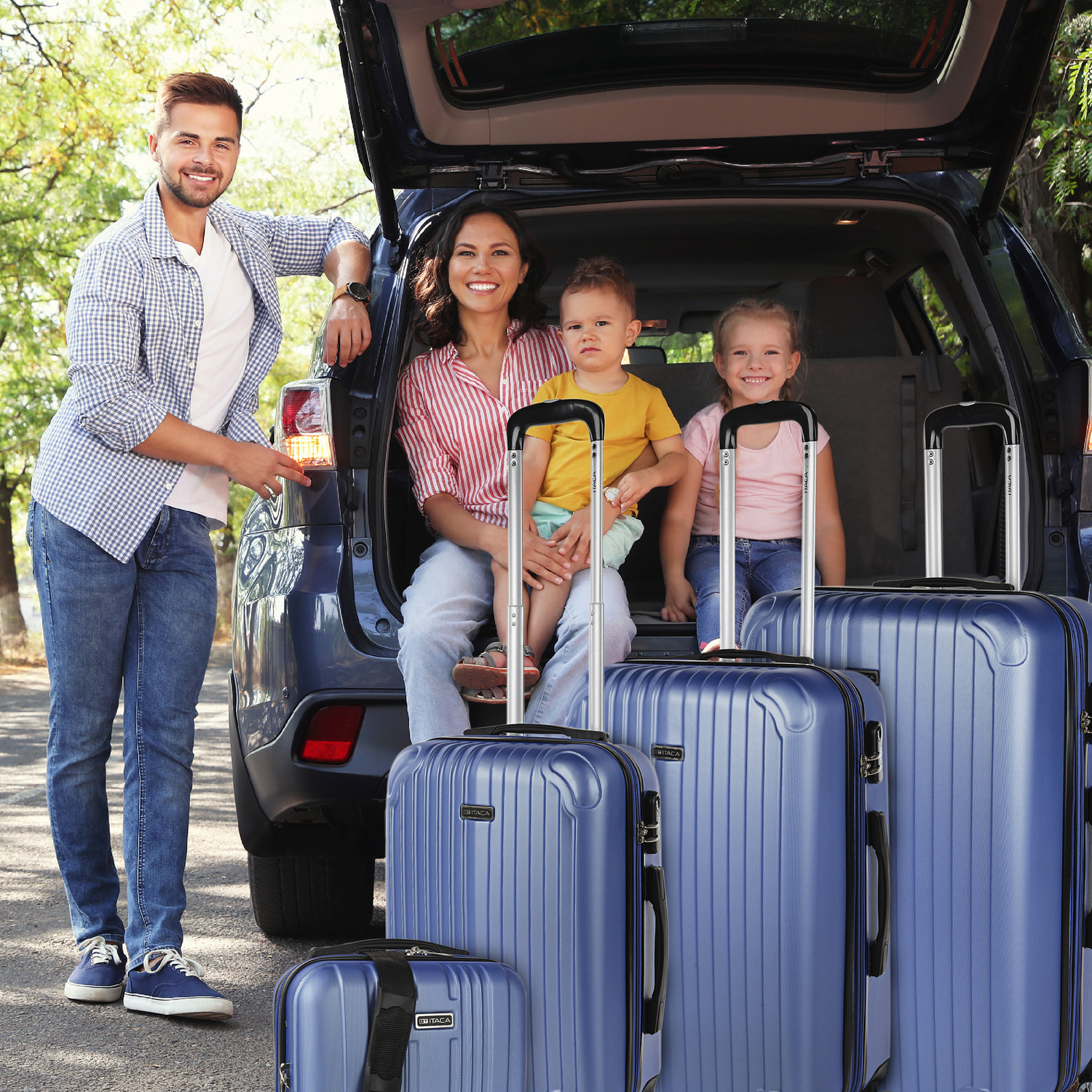 Juego De Maletas Rígidas Abs Itaca Sevron Azul Zafiro