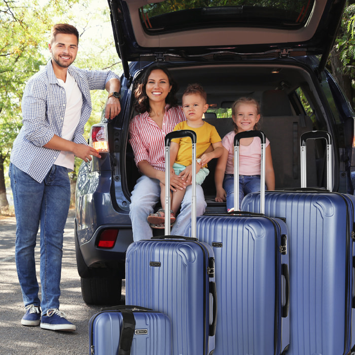 Juego De Maletas Rígidas Abs Itaca Sevron Azul Zafiro