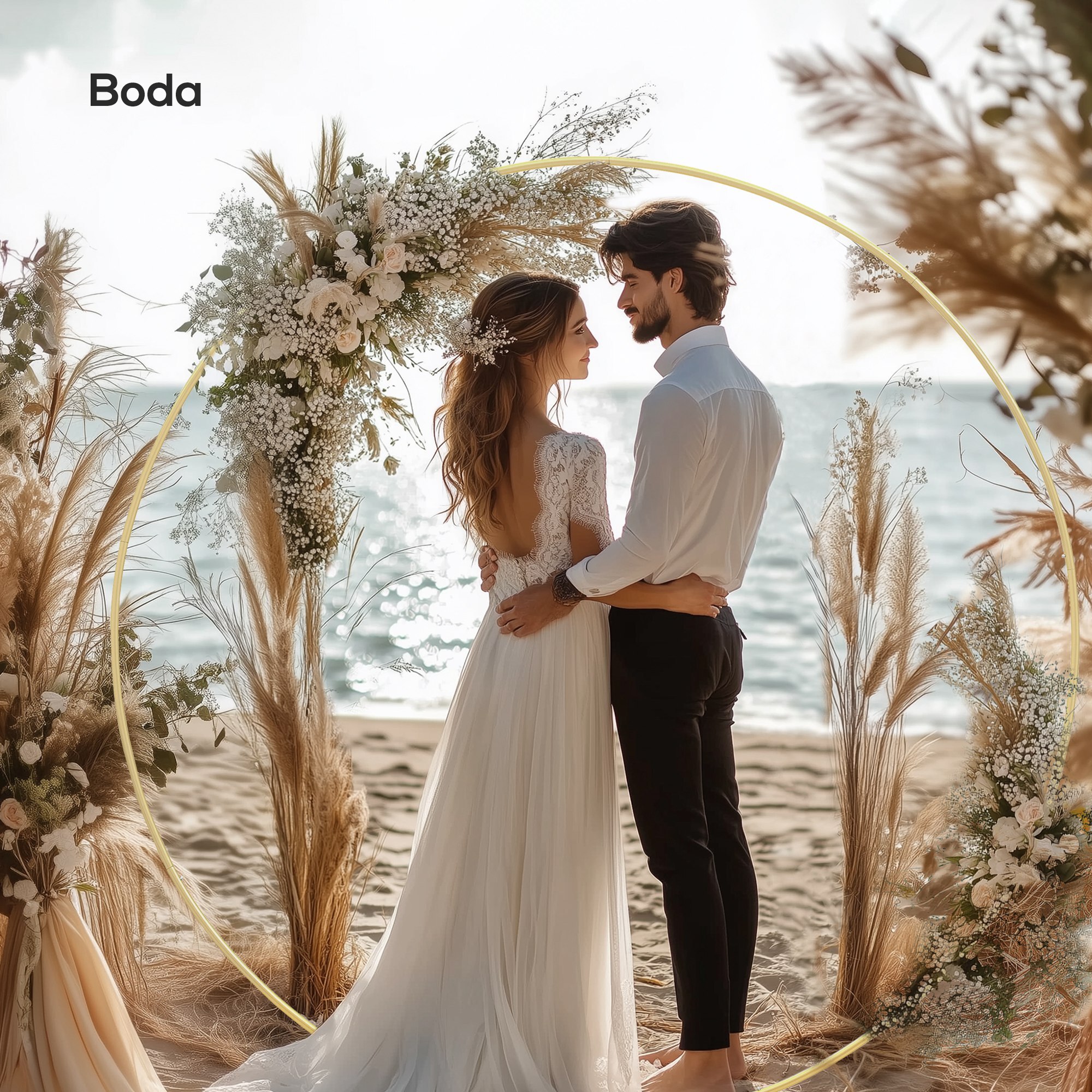 Arco de Jardín de Metal Redondo para Rosas Arco de Boda con Recubrimiento en Polvo Resistente a la Intemperie para Plantas Trepadoras para Decoración Patio Terraza 230x28x234 cm Dorado