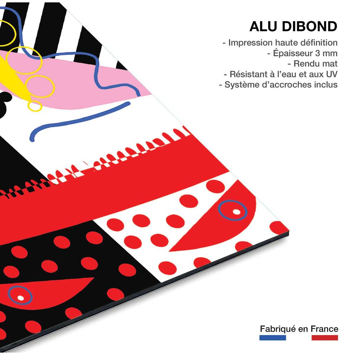 Tableau pop art collage la femme aux lunettes  Tableau alu Dibond