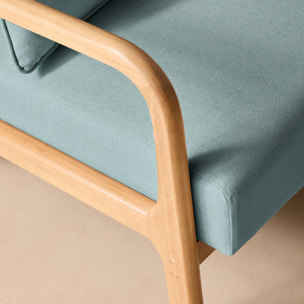 Fauteuil scandinave bois d'hévéa et tissu LORENS