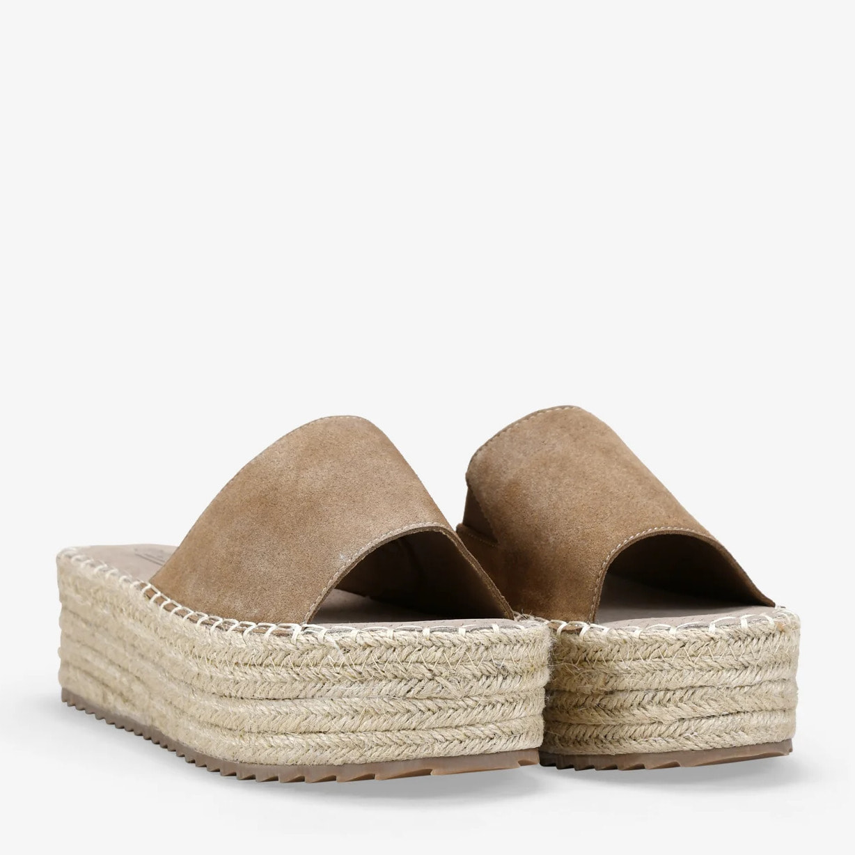 Sandalias pala taupe de piel con esparto