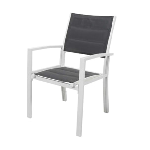 Fauteuil jardin Alu/Textilène "Brazil / Canaries" - Phoenix - blanc / gris foncé