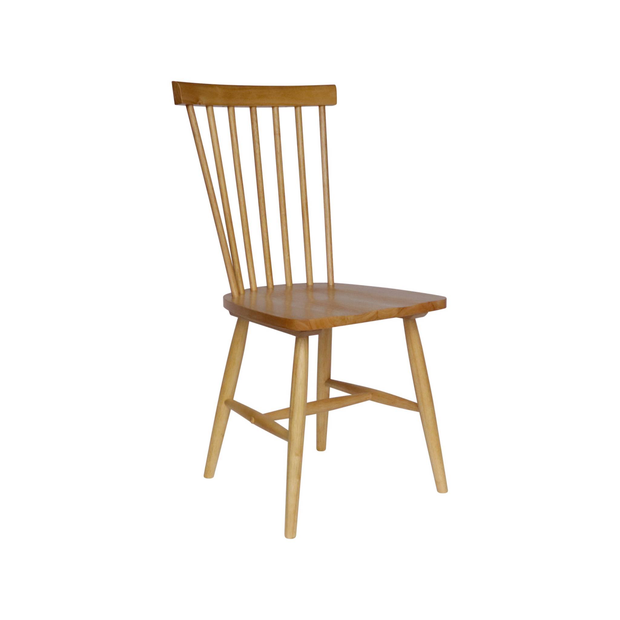 Lot de 4 chaises naturelles à barreaux en bois d'hévéa. ROMIE. L 50.8 x P 44.2 x H 90cm