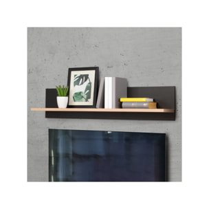 Étagère murale noire effet bois de chêne une tablette L120cm - DORY