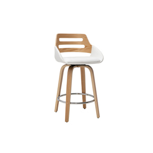 Tabourets de bar scandinaves pivotants blancs et bois clair H65.5 cm (lot de 2) PERNIK