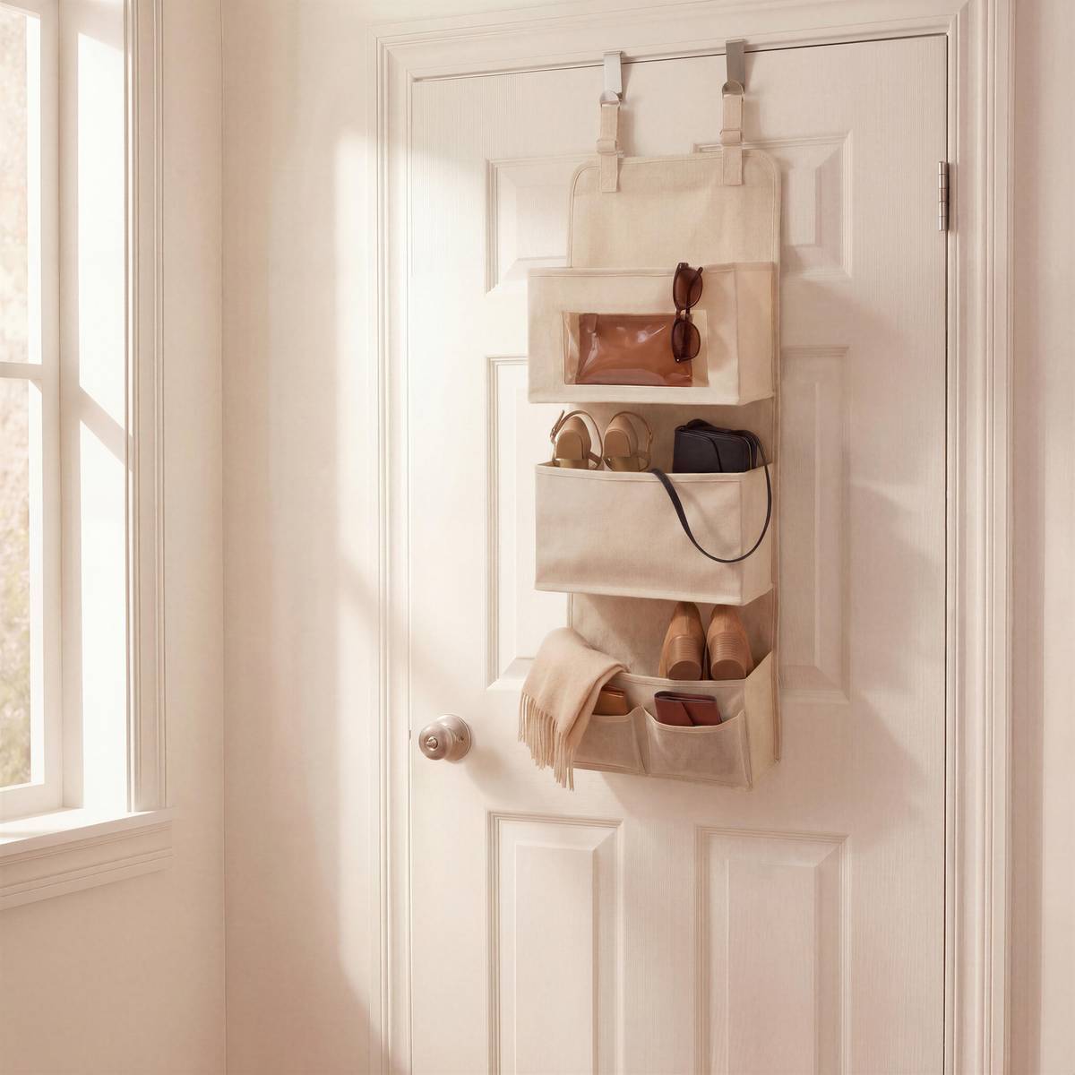 Rangement porte en tissu Dressy Plus beige