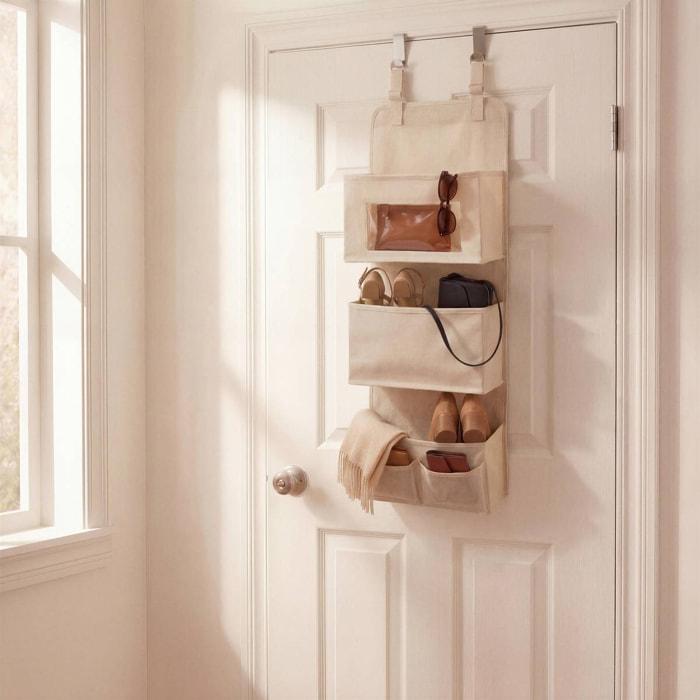 Rangement porte en tissu Dressy Plus beige