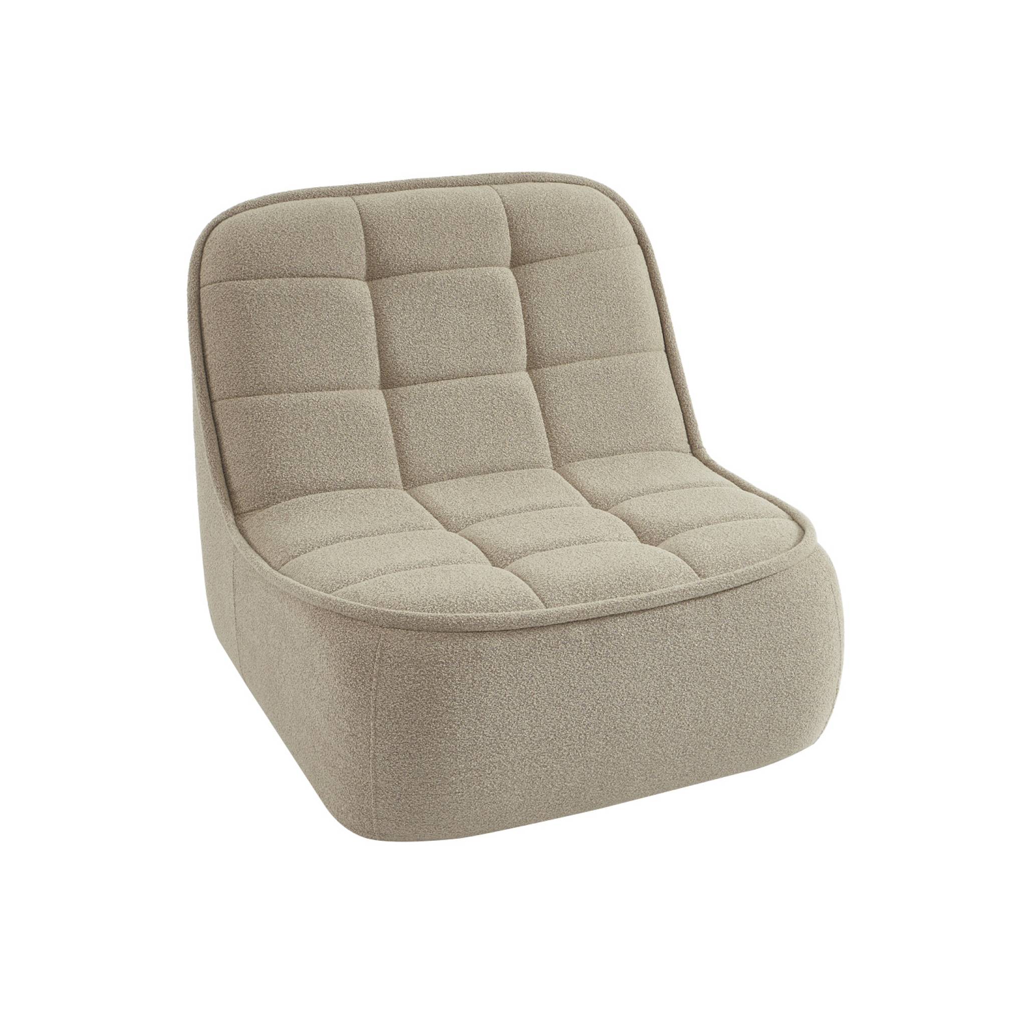 Chauffeuse bouclette texturée 1 place beige L 93 x P 104 x H 85cm - Boni