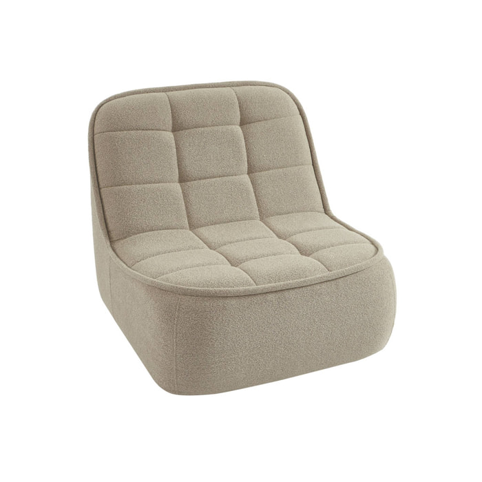 Chauffeuse bouclette texturée 1 place beige L 93 x P 104 x H 85cm - Boni