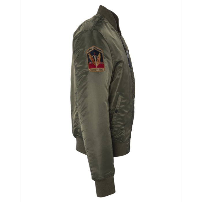 AIRVINTRS BOMBER JACKET WITH SCHOTT ARMY BADGES 100% RECYCLED NYLON Cachi