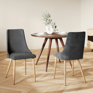 Lot de 2 chaises en velours gris - Vinni