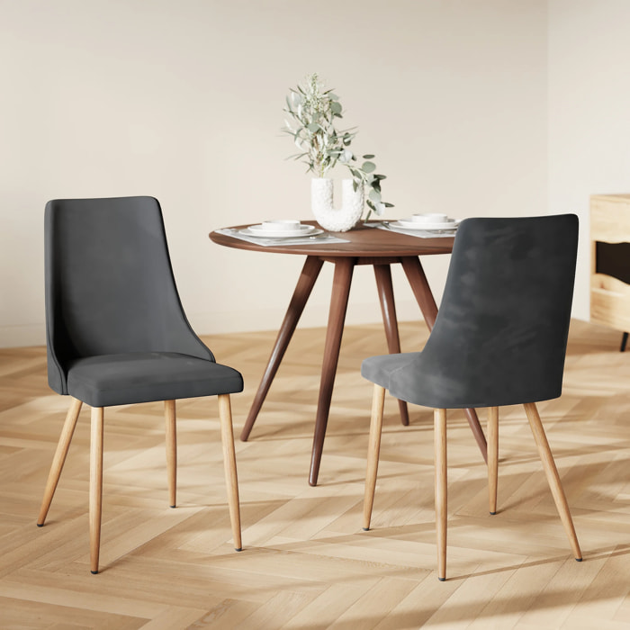 Lot de 2 chaises en velours gris - Vinni