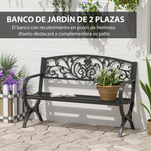 Banco de Jardín de 2 Plazas de Terraza con Patrón Floral Hierro Negro