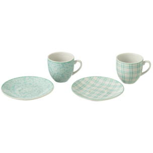 J-Line tasse + sous-tasse - céramique - bleu - boîte de 6