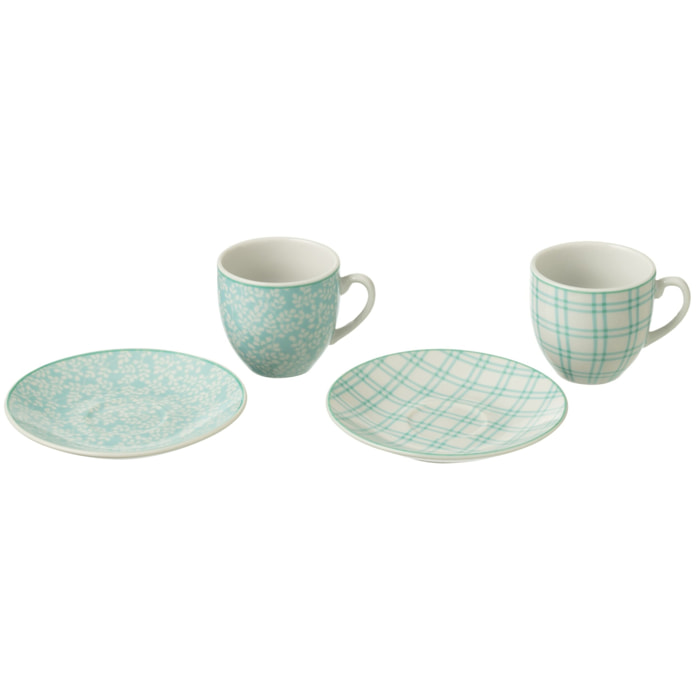 J-Line tasse + sous-tasse - céramique - bleu - boîte de 6