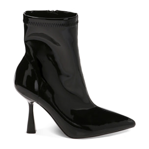 Stivaletti neri in vernice, tacco 9,5 cm