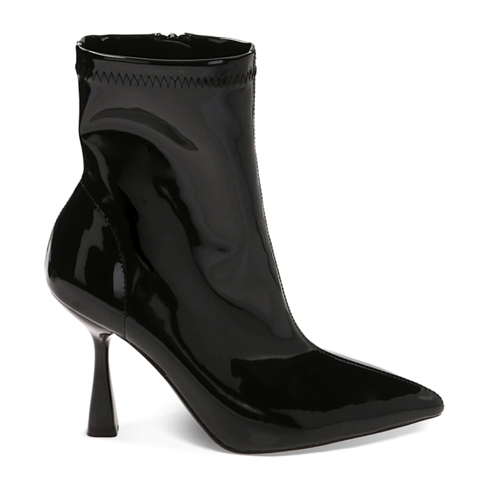 Stivaletti neri in vernice, tacco 9,5 cm