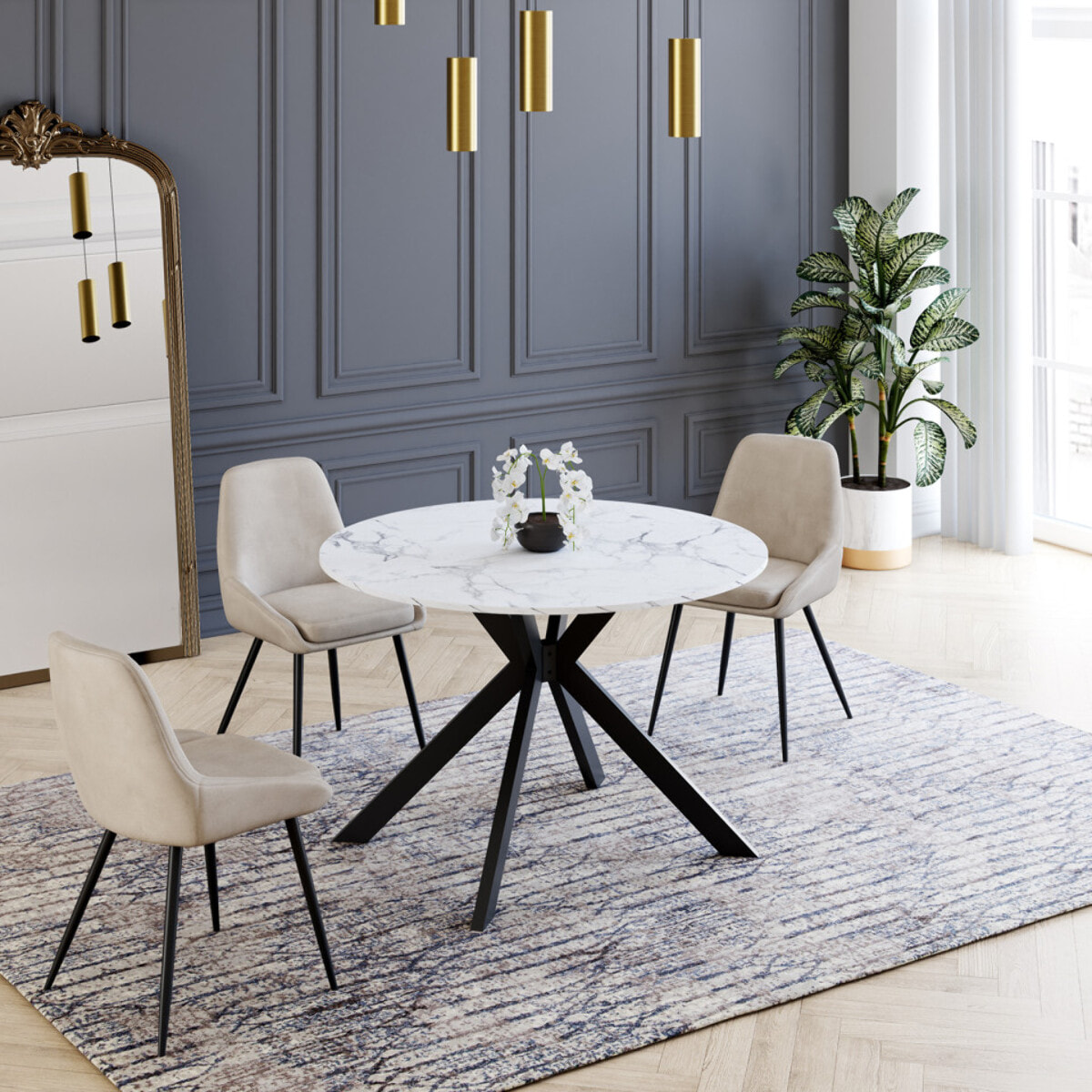 Table à manger extensible Spider 110-200cm effet marbre