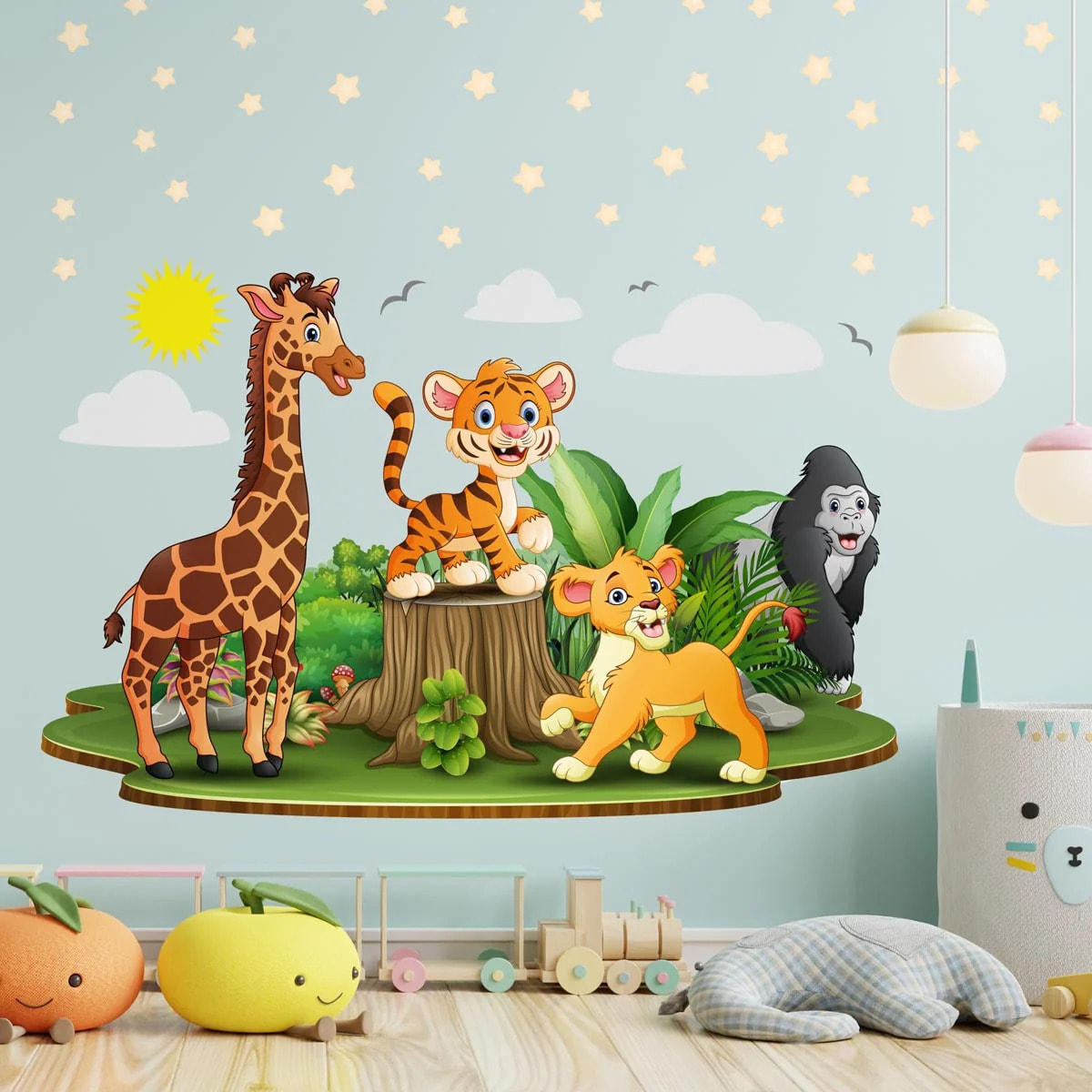 Sticker mural - Ambiance Sticker - ANIMAUX BÉBÉS D'AFRIQUE - 110x165cm