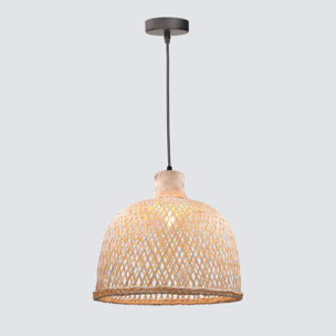 FORLIGHT Riba - Lámpara Colgante De Techo De Ratán Natural - Lámpara De Techo Moderna De E