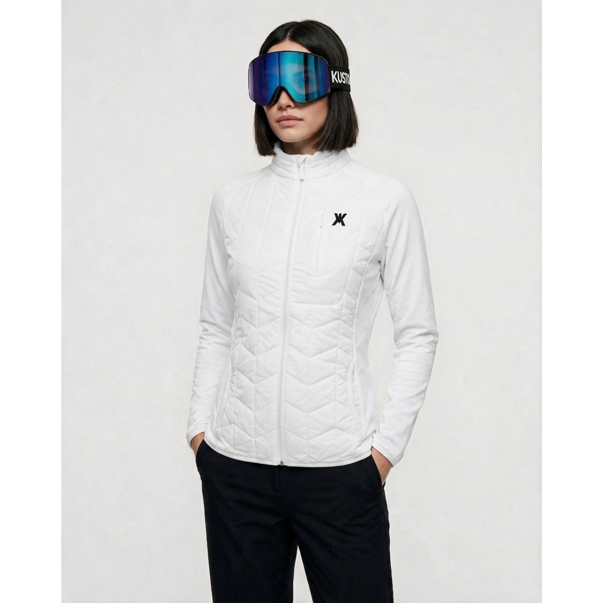 Chaqueta híbrida aislante para mujer KUSTOM MOTUS Hybrid Insulated - Blanco